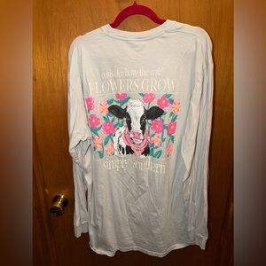 Simply Southern Floral Cow Long sleeve T-shirt XXL